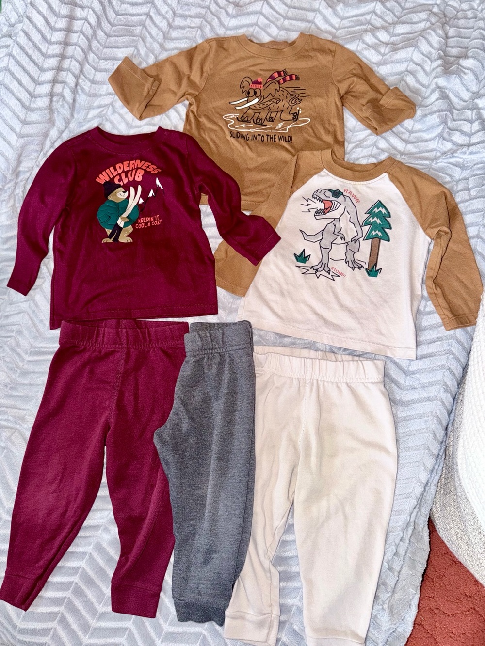 3-Pack 18M Mix&Match Outfit - Burgundy, Tan, Gray & Cream